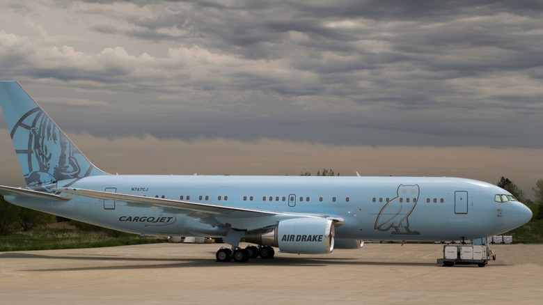 the Air Drake Boeing 767 with its custom livery