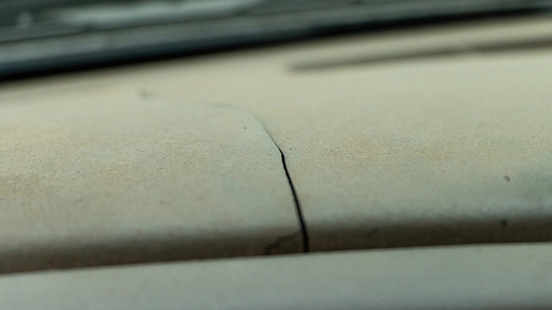 A cracked car dashboard