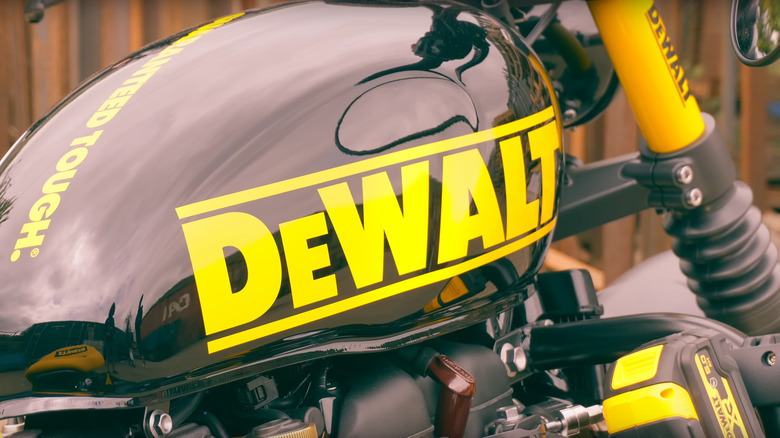 Close up of DeWalt motorcycle tank