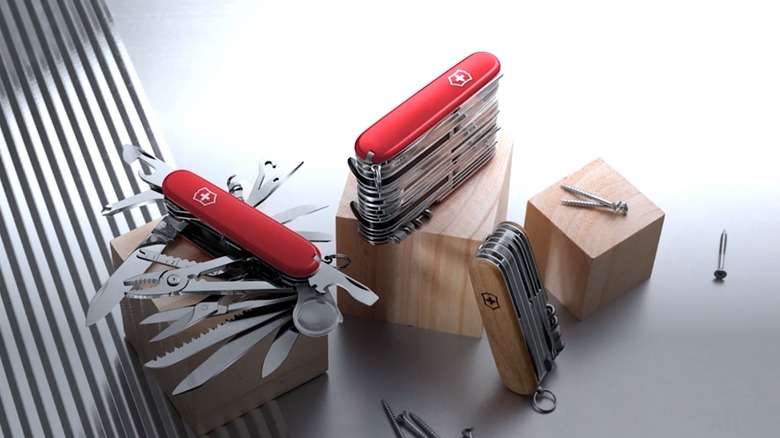 Picture displaying several Swiss Army Knives