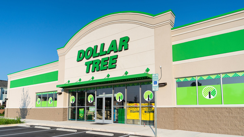 Dollar Tree store entrance on a sunny day