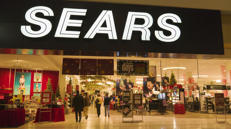 A Sears store at Christmas time.