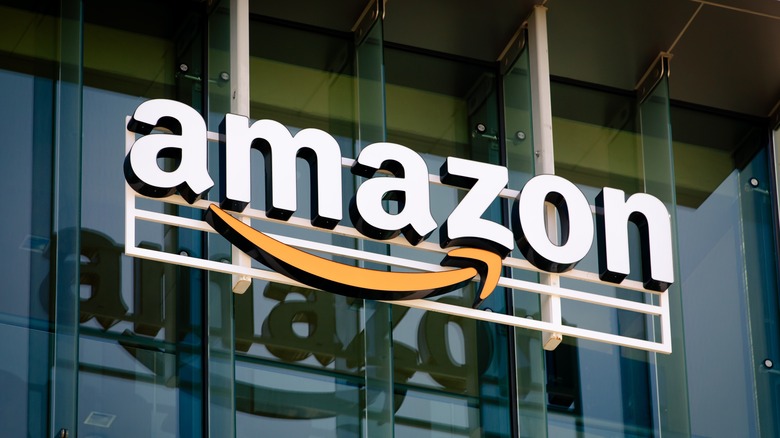 Amazon logo outside the company's headquarters