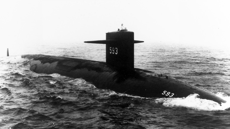 USS Thresher (SSN-593) underway on the surface in 1961