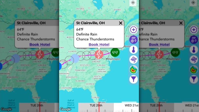 Route planning screen on Drive Weather app