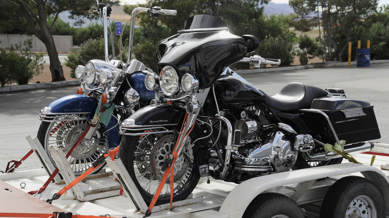 Motorcycle on U-Haul trailer