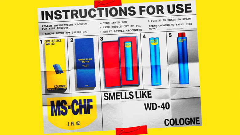Press release image of instructions on how to use Smells Like WD-40.