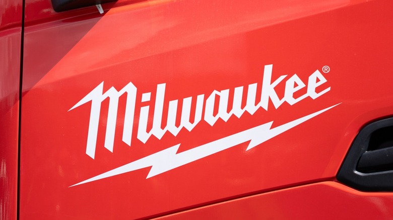 A Milwaukee tool logo on a truck