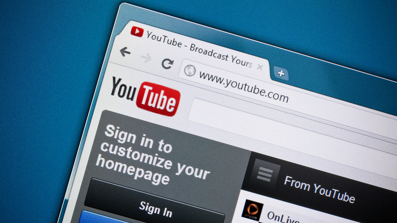 YouTube homepage design dating back to the year 2011 on a computer screen