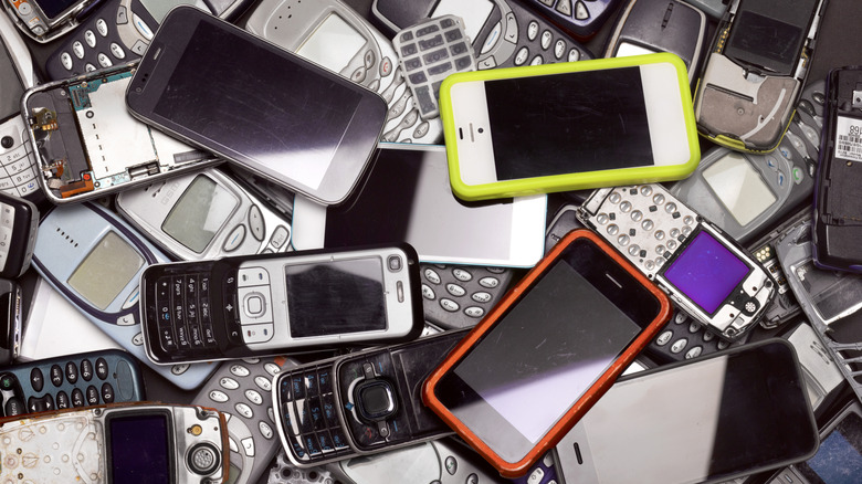 Old phones on display