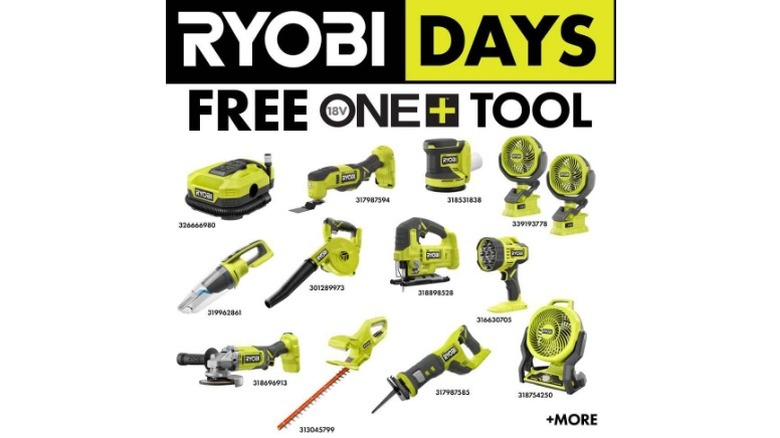 Ryobi Days display of One+ tools