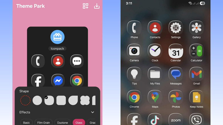 Samsung Galaxy Good Lock glass effect on icons