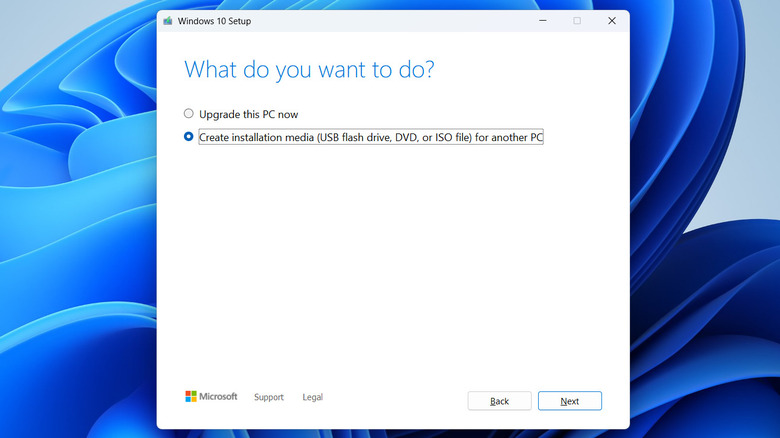 Windows 10 media creation tool on Windows 11 PC