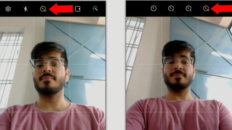 screenshot of the camera timer feature