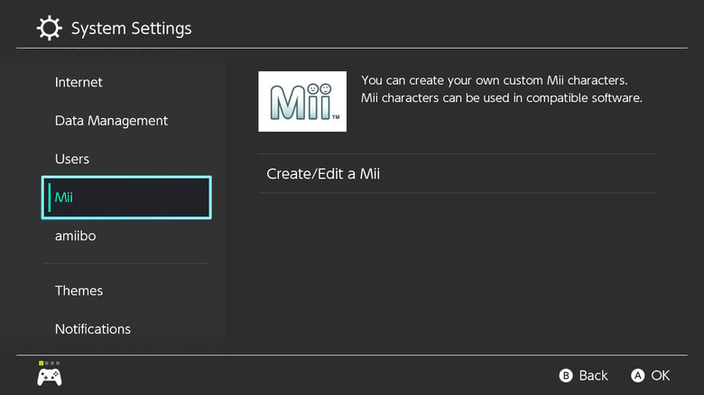 Switch Mii settings
