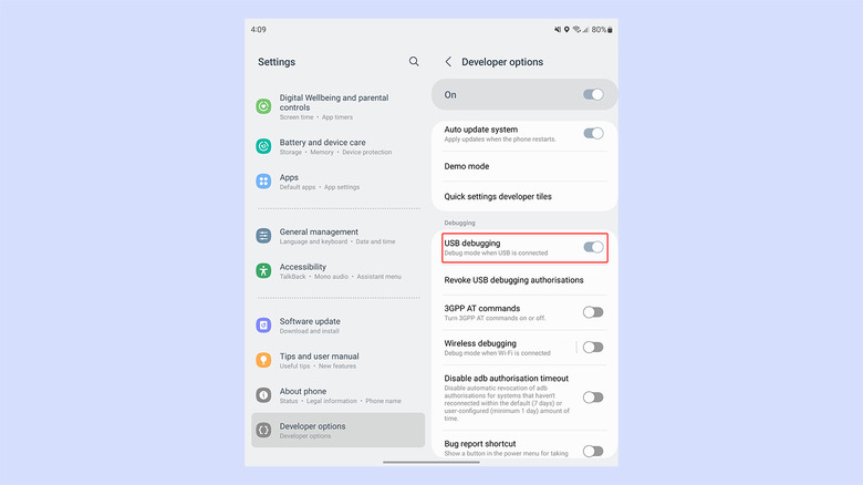 Samsung OneUI USB Debugging