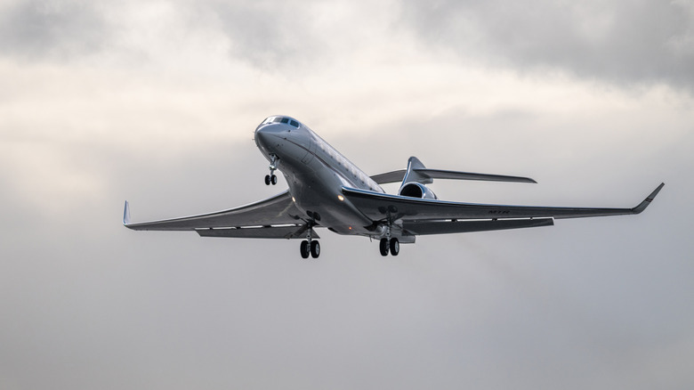 Plane taking off from airport in the sky