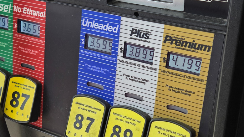 gas pump with unleaded and premium gas