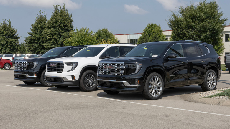 GMC Acadia trims lined up side by side