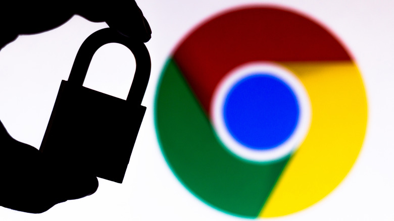 padlock silhouette and Chrome logo