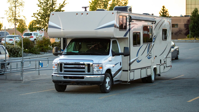 RV parked in parking lot