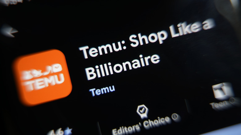 The Temu online shopping app as seen in Google's Play Store.