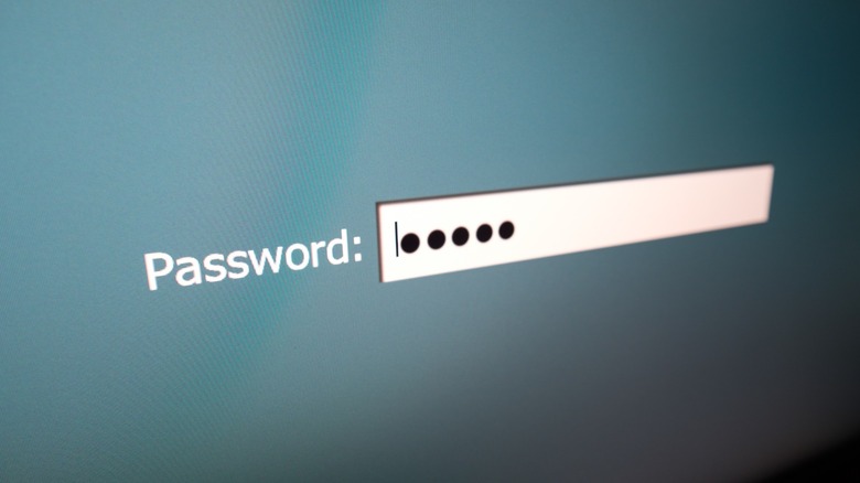 Close up of window showing password input page