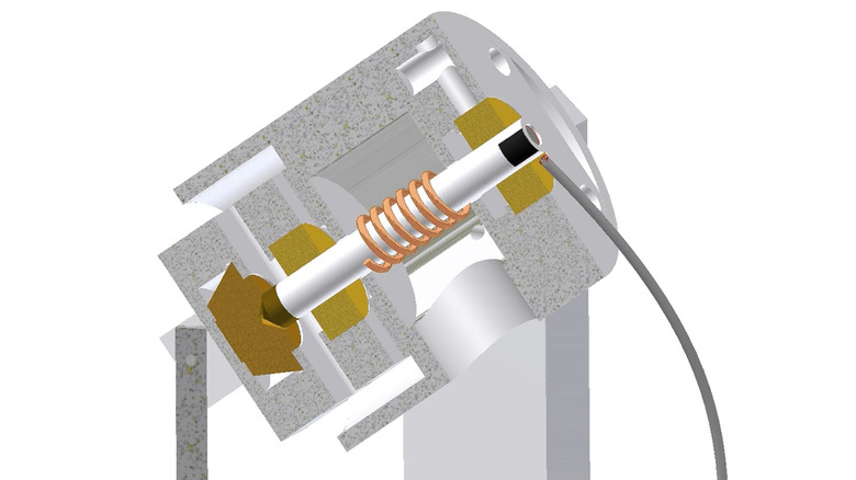CAD detail view of magic angle spinning probe motor, side-on view