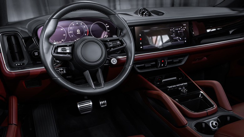 Modern car interior shown with a mostly digitized dashboard