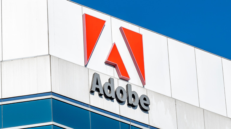 Adobe logo on a building.