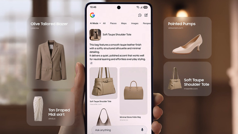 A person using Android's Circle To Search to find an outfit.