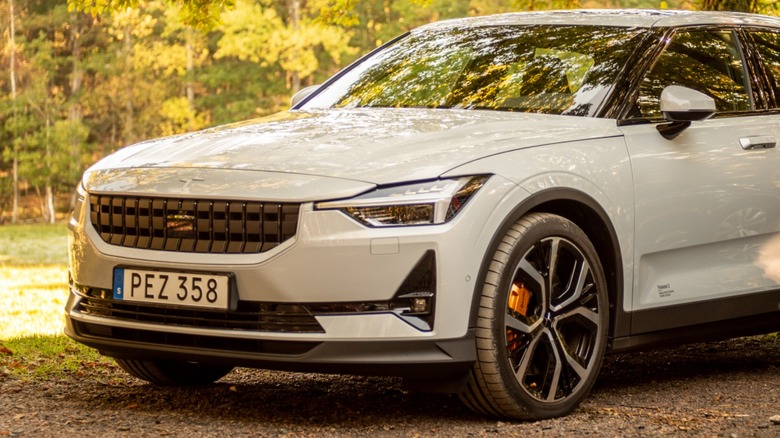 polestar EV parked forest