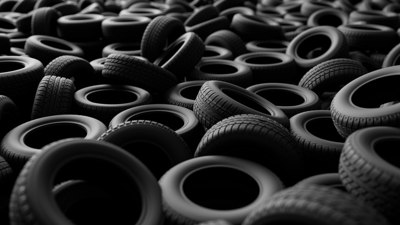 Used tires piled up