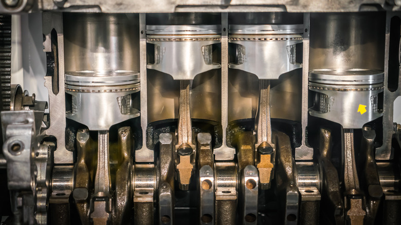 Cutaway of engine block showing inside of piston housing