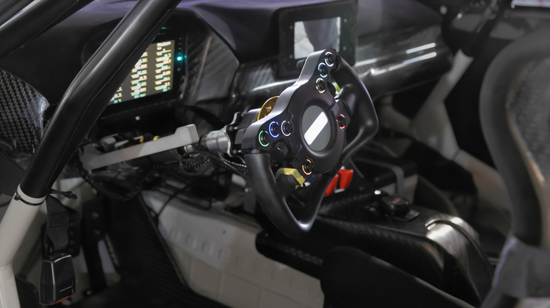 Cockpit of modern racecar