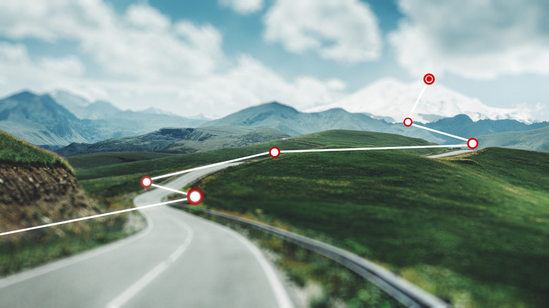 Road showing overlay of multiple location points