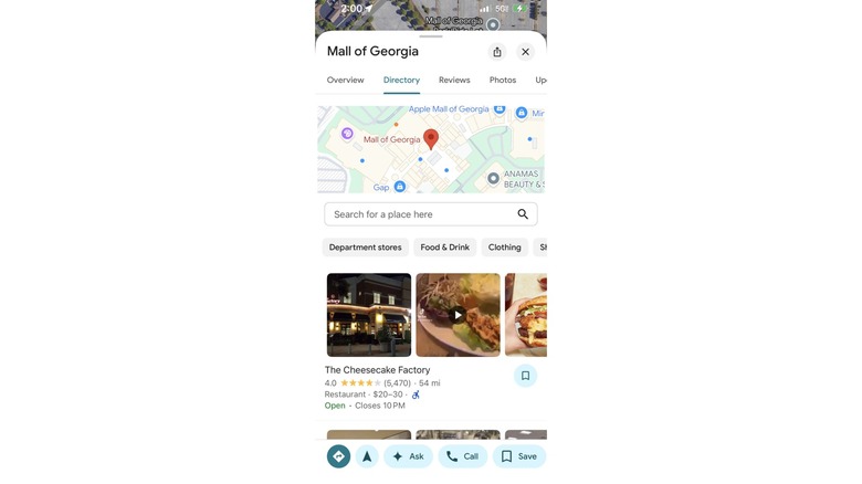Google Business listing of the Mall of Georgia