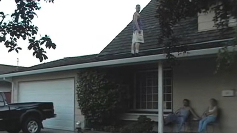 man's Backflip off a roof