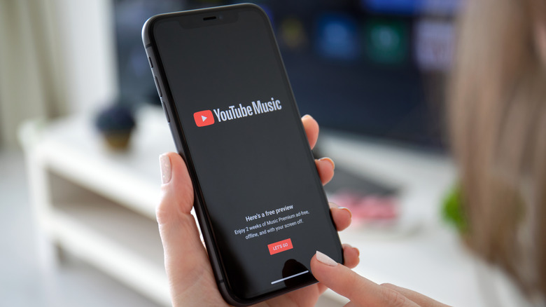 YouTube Music menu open smartphone