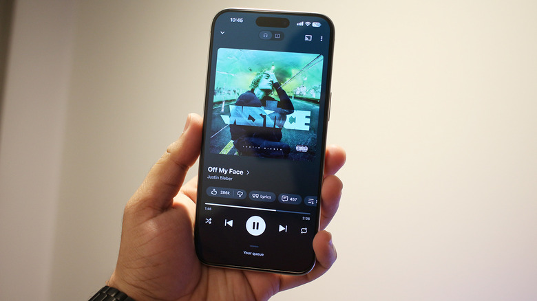 A song playing on YouTube Music
