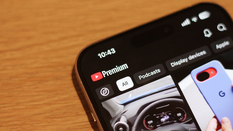 YouTube Premium logo on a phone