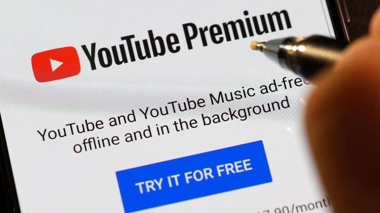 YouTube Premium sign up screen