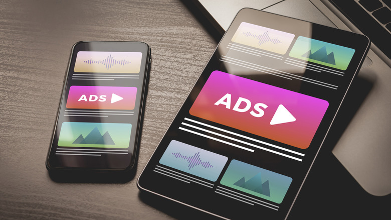 Ads on smartphone and tablet screens