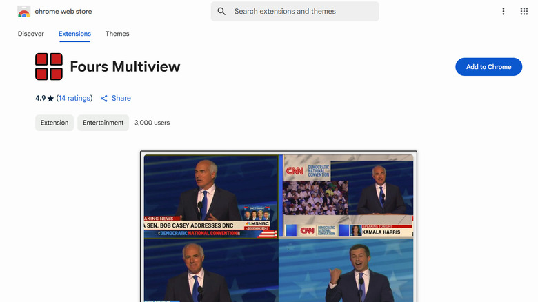 Fours Multiview extension in Google Chrome