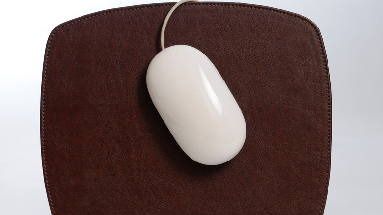 Leather mousepad with mouse