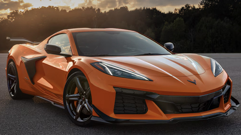Orange Chevrolet Corvette Z06 parked