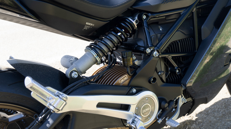 Zero Motorcycles SR/S electric motor, battery, and rear coilover shock