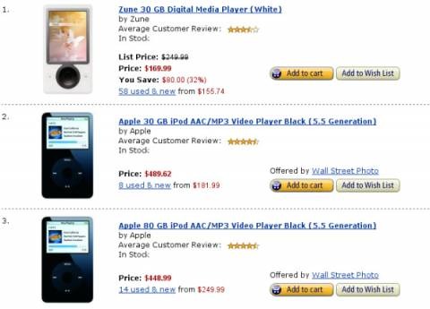 Microsoft's Zune price cut pushes it to top-spot on Amazon US