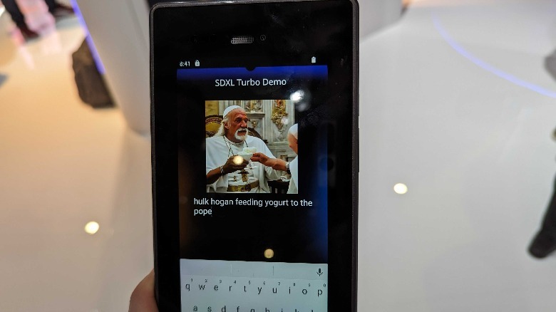 An AI Rendering of Hulk Hogan feeding yogurt to the pope