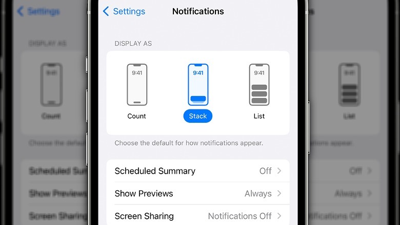 iPhone notification settings